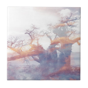 Azulejo Árbol baobab de la isla Kubu de Botsuana