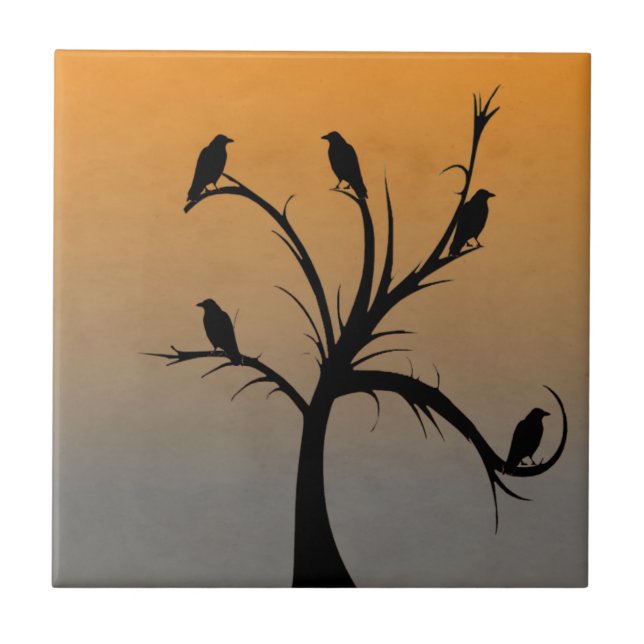 Azulejo Árbol con los cuervos (Frente)