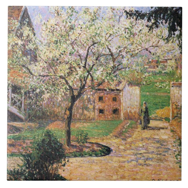 Azulejo Árbol de ciruelas, Eragny Camille Pissarro (Frente)