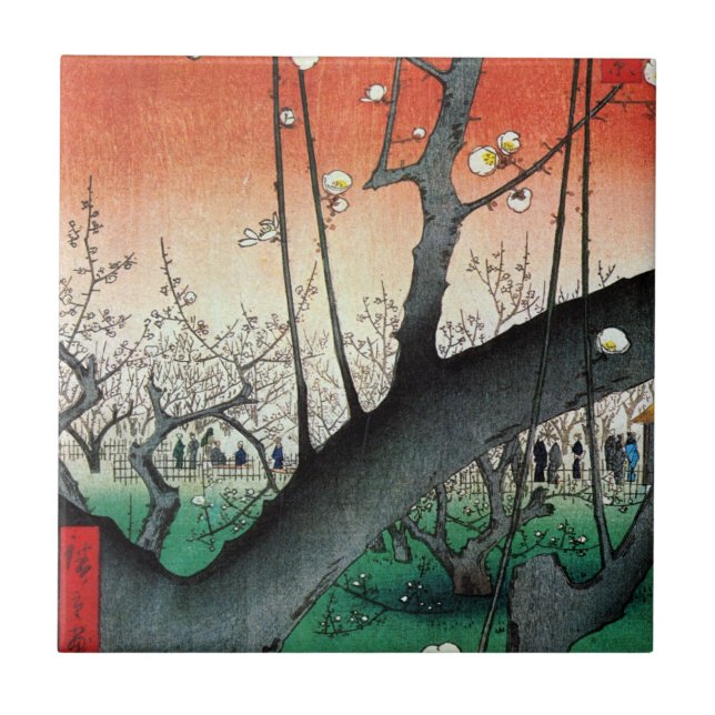 Azulejo Árbol de ciruelas, Hiroshige (Frente)