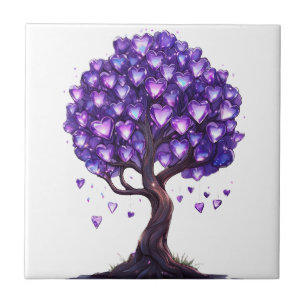 Azulejo Árbol de Corazón de Cristal Púrpura