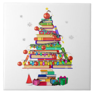 Azulejo Árbol de la Biblioteca Feliz Navidad