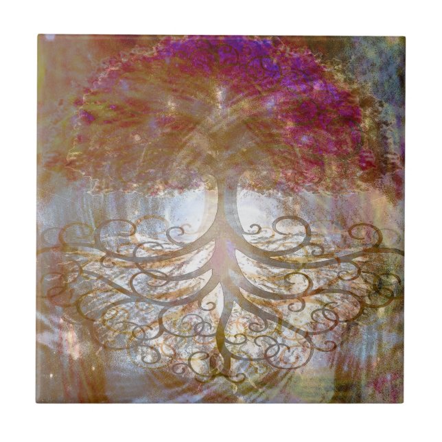 Azulejo Árbol de la búsqueda del alma de la vida (Frente)