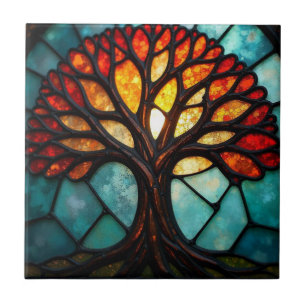 Azulejo Árbol de la Vida de Vidrio Pintado