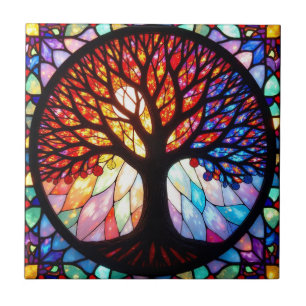 Azulejo Árbol de la Vida de Vidrio Pintado