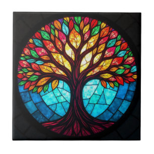 Azulejo Árbol de la Vida de Vidrio Pintado