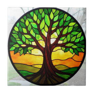 Azulejo Árbol de la Vida de Vidrio Pintado