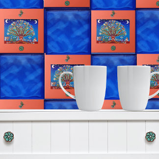 Azulejo Árbol de luna de la vida estilo Talavera mexicano