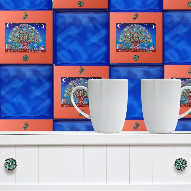 Azulejo Árbol de luna de la vida estilo Talavera mexicano (Subido por el creador)