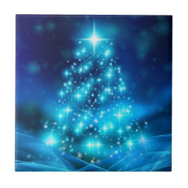 Azulejo Árbol de Navidad azul Guay con luces resplandecien