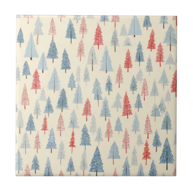 Azulejo Árbol de Navidad Bosque Escandinavo Patrón (Frente)