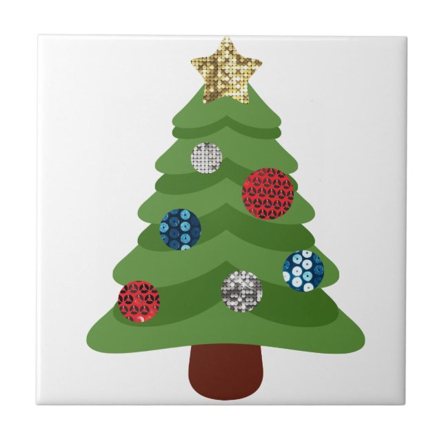 Azulejo árbol de navidad de emoji (Frente)