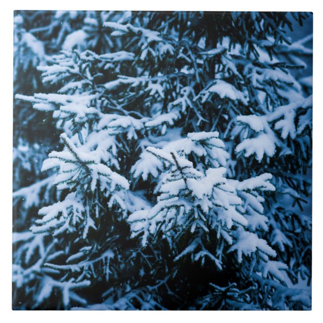 Azulejo Árbol de navidad de invierno de nevada (Frente)