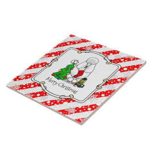 Azulejo Árbol de navidad de moras 2 caniche (blanco)