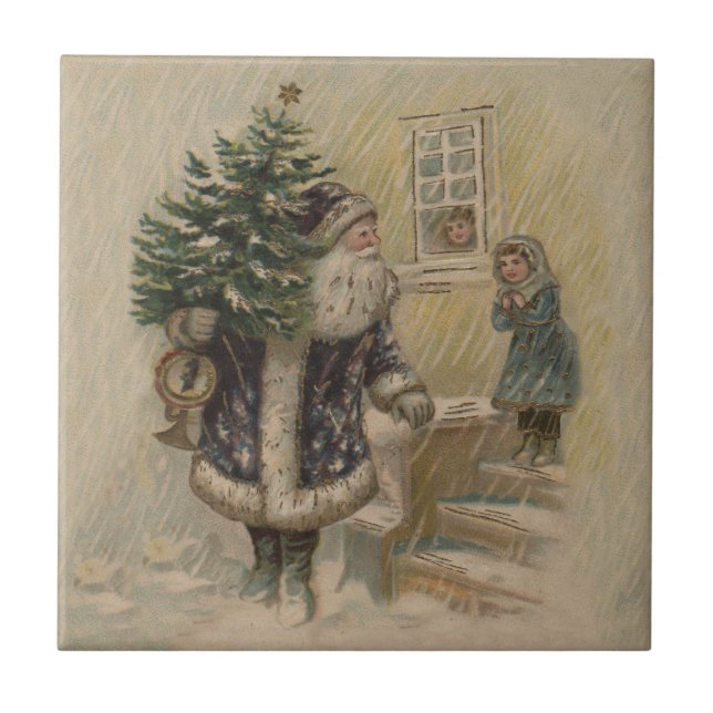 Azulejo Árbol de navidad de nieve de Santa Rosa (Frente)