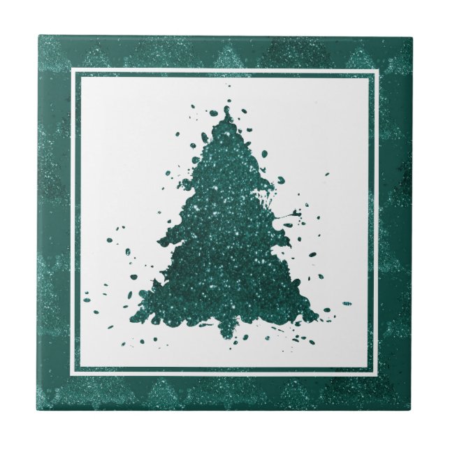 Azulejo Árbol de Navidad Moody | Verde oscuro medianoche V (Frente)
