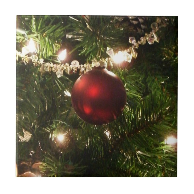 Azulejo Árbol de Navidad que ferio Bonito Verde y Rojo (Frente)