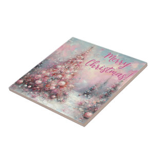 Azulejo Árbol de Navidad Rosa Caprichoso Personalizado