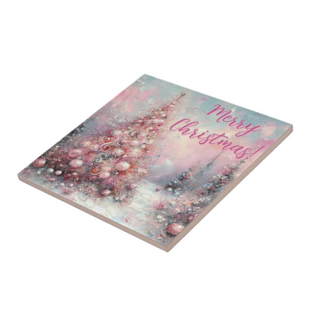 Azulejo Árbol de Navidad Rosa Caprichoso Personalizado (Lado)