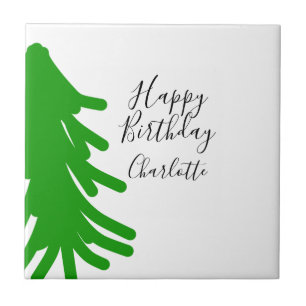 Azulejo Árbol de Navidad verde feliz cumpleaños diciembre