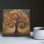 Azulejo Árbol de Oro de Klimt de la vida Resumen del Art N<br><div class="desc">Esta impresionante cerámica muestra un árbol de la vida abstracto inspirado en la "fase dorada" de Gustav Klimt. Klimt estaba fascinado por los mosaicos bizantinos y desarrolló su propia técnica de mosaicos usando hojas de oro y colores brillantes. Esta obra de arte rinde homenaje al enfoque innovador de Klimt sobre...</div>