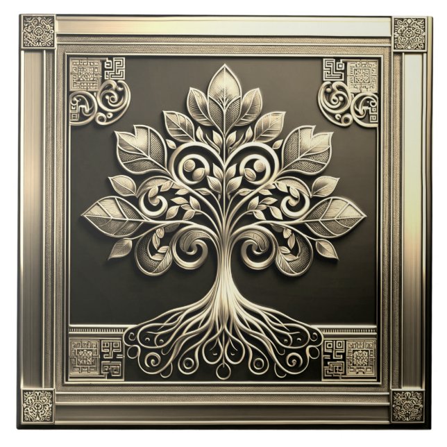 Azulejo Árbol de oro de la vida (Frente)