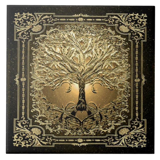 Azulejo Árbol de oro de la vida antiguo ruso (Frente)