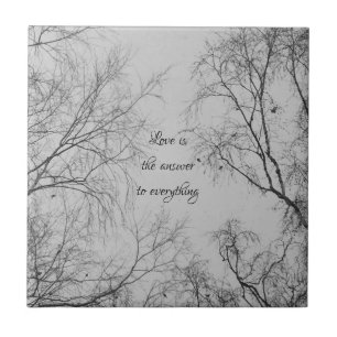 Azulejo Árbol de pájaros de invierno con pequeños pája