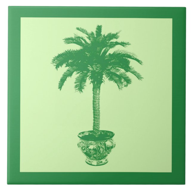 Azulejo Árbol de palmas potentes - verde esmeralda y verde (Frente)