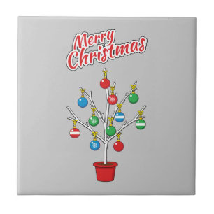 Azulejo Árbol de sucursal desnudo de los navidades - Feliz