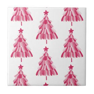 Azulejo Árbol de vacaciones de Navidades rosados