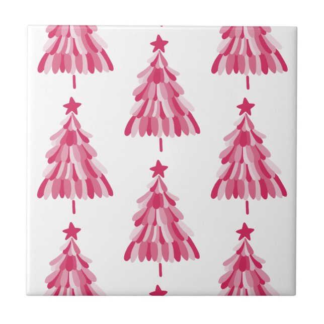 Azulejo Árbol de vacaciones de Navidades rosados (Frente)