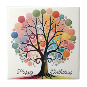 Azulejo Árbol de vida, cumpleaños feliz, un recordatorio e