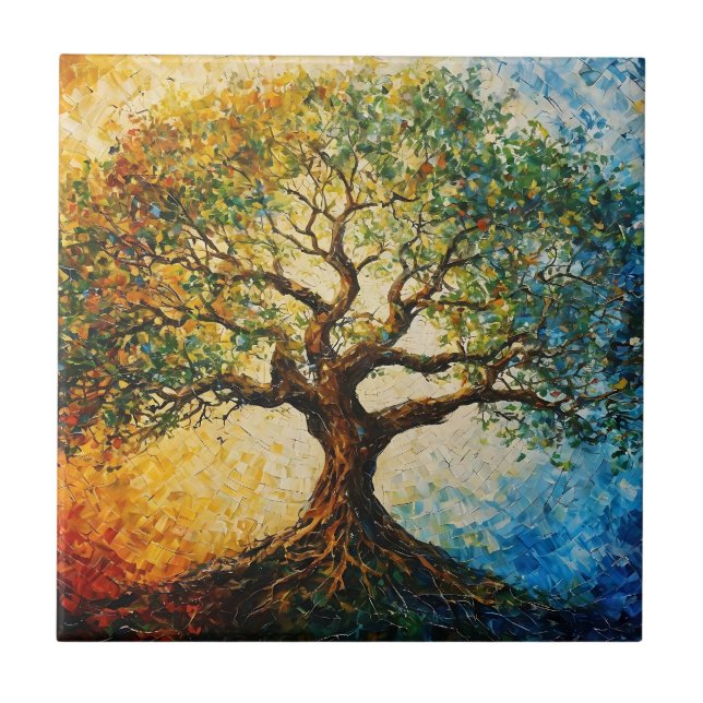 Azulejo Árbol del conocimiento - Pintura de petróleo (Frente)