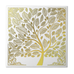 Azulejo Árbol dorado de la vida de la cerámica
