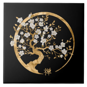 Azulejo Árbol Golden Enso Zen Circle Sakura
