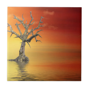 Azulejo Árbol muerto al amanecer