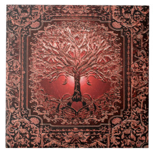 Azulejo Árbol naranja de la Vida Antiguo Rústico
