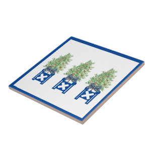 Azulejo Árbol naranja Topiary Blue Chinoiserie