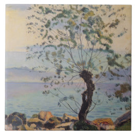 Azulejo Árbol silvestre junto al lago (paisaje suizo)