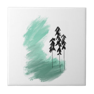 Azulejo Árbol verde escandinavo arte simple menta moderna