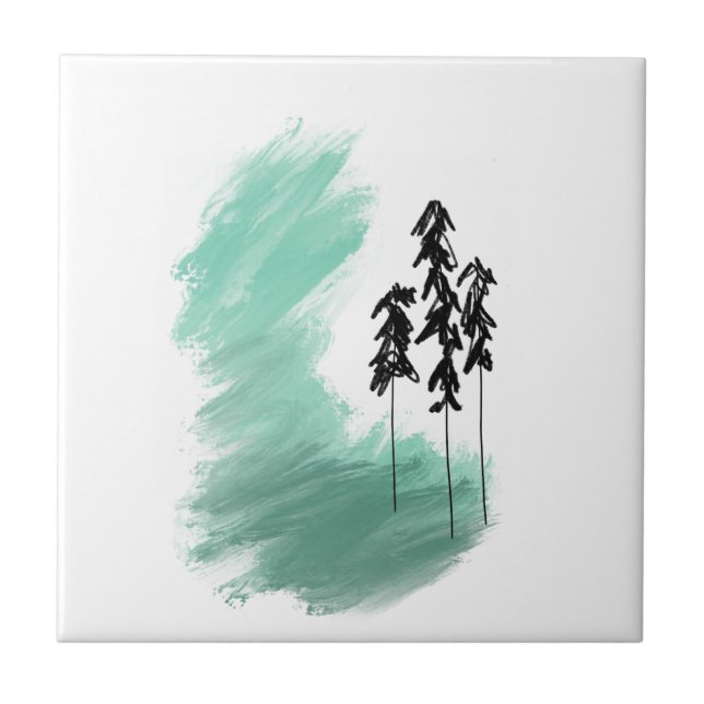 Azulejo Árbol verde escandinavo arte simple menta moderna (Frente)