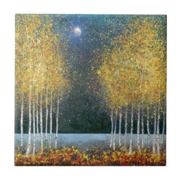 Azulejo Arboleda de oro de la luna azul