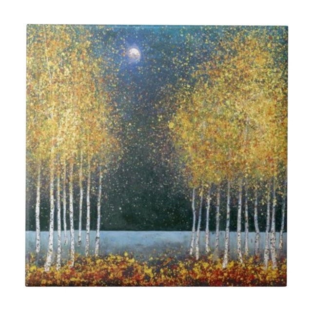 Azulejo Arboleda de oro de la luna azul (Frente)