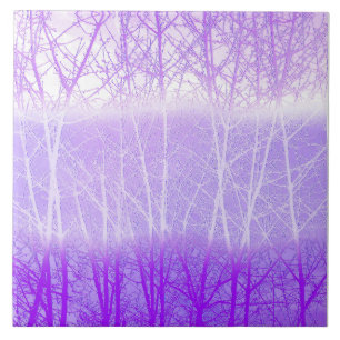 Azulejo Árboles brumosos helados en lavanda lila