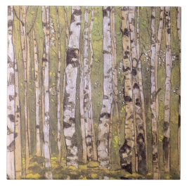 Azulejo Árboles de aves en bosque de bosques (Roerich)