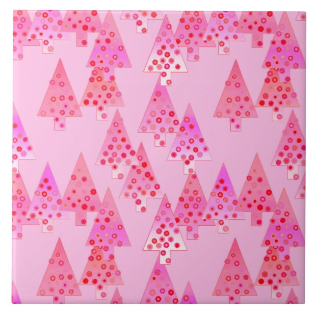 Azulejo Árboles de Navidad de flores modernas - rosa paste (Frente)