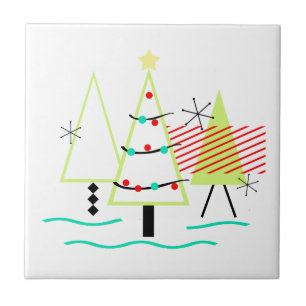 Azulejo árboles de navidad modernos de mediados de siglo r