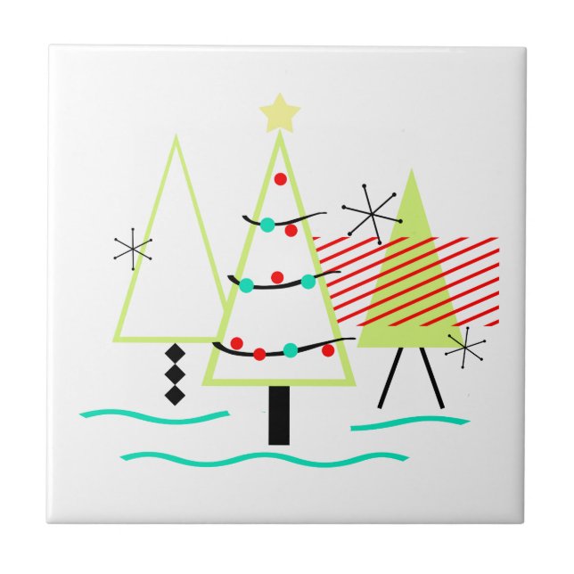 Azulejo árboles de navidad modernos de mediados de siglo r (Frente)