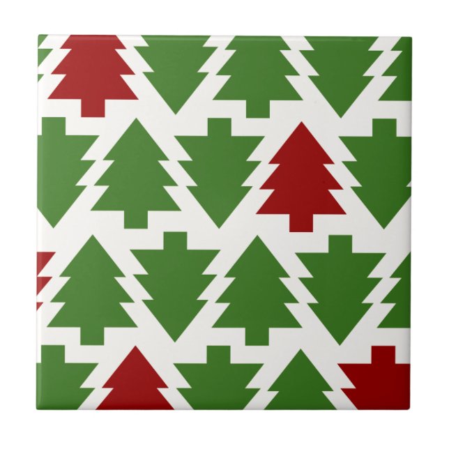 Azulejo Árboles de Navidad Patrón de Fiesta (Frente)
